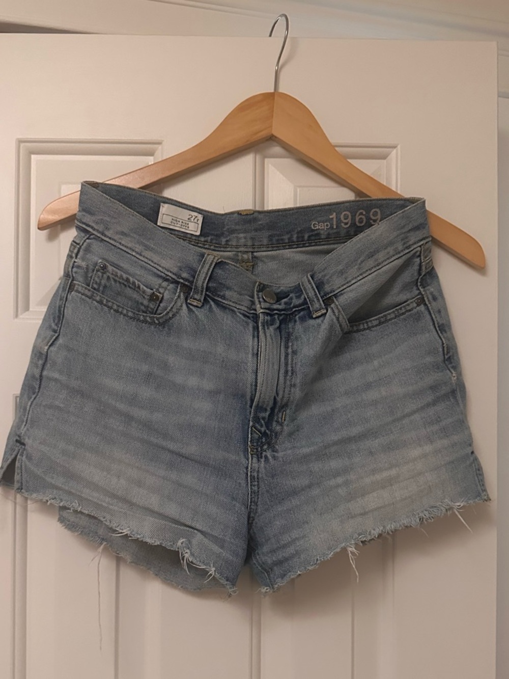 GAP Light Blue High-Rise Denim Cutoff Shorts